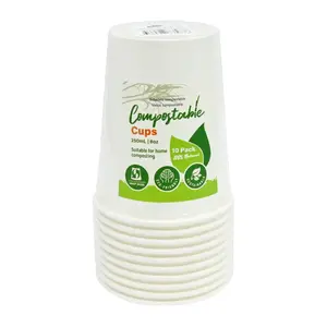 Ly Bã Mía Tự Phân Huỷ, Compostable Cups, 10 Cái, 8 oz (250ml) - UNCLE BILLS