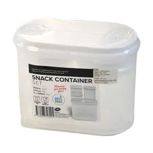 Bộ Hộp Đựng Thức Ăn Nhẹ Có Nắp Đậy, Snack Container Set, BPA Free, 4 Cái (2 x 100ml, 200ml, 950ml) - UNCLE BILLS