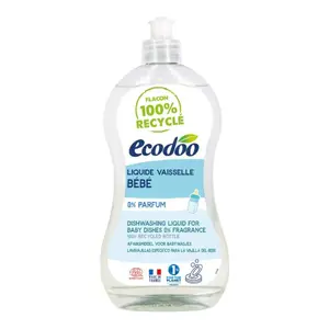 Nước Rửa Dụng Cụ Ăn Uống Cho Bé Sinh Học, Dishwashing Liquid for Baby Dishes, 0% Fragrance (500ml) - ECODOO
