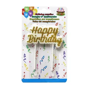 Nến Chữ Sinh Nhật Kim Tuyến Vàng, Glitter Happy Birthday Candle Plaque, Gold - UNCLE BILLS