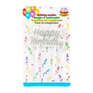 Nến Chữ Sinh Nhật Kim Tuyến Bạc, Glitter Happy Birthday Candle Plaque, Silver - UNCLE BILLS