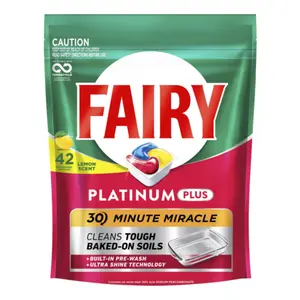 Viên Rửa Chén Bát Hương Chanh, Platinum Plus Dishwasher Capsules, Lemon Scent, 42 Viên (651g) - FAIRY