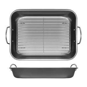 Khay Nướng Chống Dính & Khung, Premium Non-Stick Roasting Tray with Rack (37 x 29 x 5cm) - UNCLE BILLS