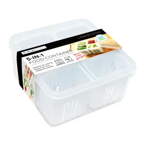 Hộp Nhựa Đựng Thực Phẩm 4 Ngăn, 5 in 1 Food Container, BPA Free (16 x 16 x 8cm) - UNCLE BILLS