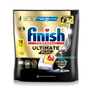 Viên Rửa Chén Bát Hương Chanh, Powerball, Ultimate Plus, Lemon Sparkle, 18 Viên (219.6g) - FINISH