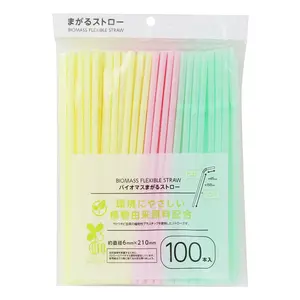 Ống Hút 10% Nhựa Sinh Học, Biomass Flexible Straw, 100 cái (6 x 210mm) - MORITOKU