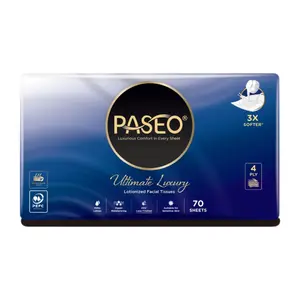 Khăn Giấy Lau Mặt Cao Cấp 4 Lớp, Ultimate Luxury, Lotionized Facial Tissues, 70 Tờ (190 x 168mm) - PASEO