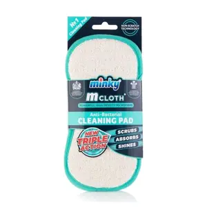 Miếng Lau Chùi Kháng Khuẩn, Mcloth, Powerful High Density Microfibre, Anti-bacterial Cleaning Pad, Original (9.5 x 2.5 x 19cm) - MINKY