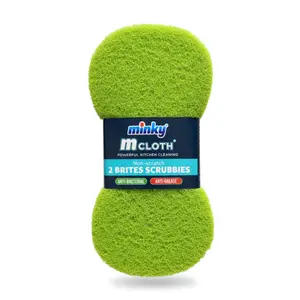 Miếng Chùi Kháng Khuẩn Chống Trầy, Mcloth, Non-Scratch Brites Scrubbies, 2 Cái (8 x 4 x 16cm) - MINKY