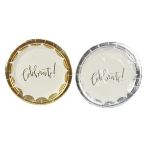 Đĩa Giấy Nhôm Ăn Tiệc (Nhiều Màu), Foil Celebrate Plates, 8 Cái (23cm) - UNCLE BILLS