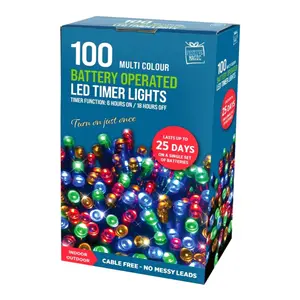 Đèn Led Hẹn Giờ Nhiều Màu, 100 Multi Colour Battery Operated LED Timer Lights (5.94m) - UNCLE BILLS
