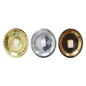 Đĩa Giấy Màu Kim Loại (Nhiều Mẫu), Metallic Party Plates, 8 Cái (18cm) - UNCLE BILLS