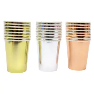Ly Giấy Màu Kim Loại (Nhiều Mẫu), Metallic Paper Cups, 8 Cái (250ml) - UNCLE BILLS