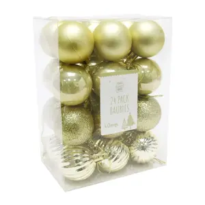 Quả Châu Trang Trí Giáng Sinh Màu Vàng, 24 Pack Champagne Baubles (40mm) - UNCLE BILLS