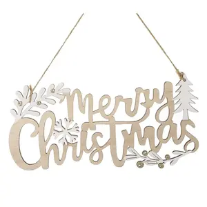 Chữ Treo Màu Gỗ Trang Trí Giáng Sinh, Merry Christmas Hanging Sign (22cm) - UNCLE BILLS