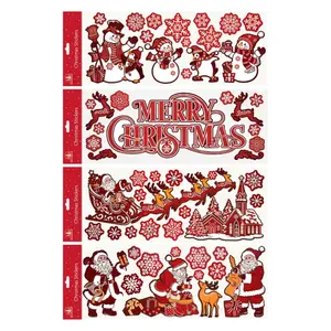 Sticker Họa Tiết Đỏ Trang Trí Noel (Nhiều Mẫu), Red Fancy Laser Window Clings - UNCLE BILLS