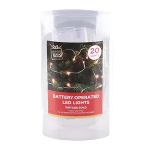 Dây Đèn Led Vàng Cổ Điển, 20 Battery Operated LED Lights, Vintage Gold (1.9m) - UNCLE BILLS