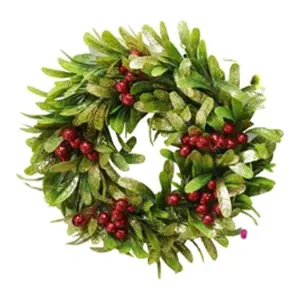 Vòng Nguyệt Quế Trang Trí Giáng Sinh, Mistletoe Wreath with Glitter Berries (30cm) - UNCLE BILLS