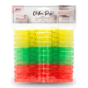 Kẹp Quần Áo Phát Quang Cỡ Lớn, Jumbo Assorted Colours Clothes Pegs, 24 Cái - UNCLE BILLS