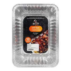 Khay Giấy Bạc Nướng Thực Phẩm, Foil BBQ Drip Pans, 10 Cái (15 x 22cm) - BEEFY BOY