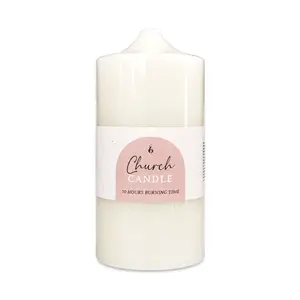 Nến Trụ Trắng Nhà Thờ Không Mùi, White Church Unscented Candle, 70h Burning Time (7.5 x 15cm) - UNCLE BILLS