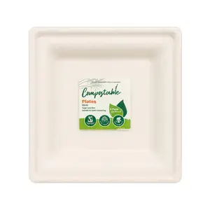 Đĩa Vuông Phân Hủy Sinh Học, Compostable Square Plate, 6 Cái (20cm) - UNCLE BILLS