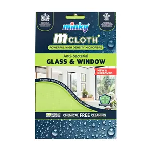 Khăn Lau Kính & Cửa Sổ Kháng Khuẩn, Mcloth, Powerfull High Density Microfibre, Anti-bacterial Glass & Window (40 x 50cm) - MINKY