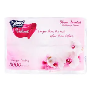 Giấy Vệ Sinh 2 Lớp Cao Cấp Hương Hoa, Velvet Bathroom Tissue, Flora Scented, 6 Cuộn (100 x 100mm) - PULPPY