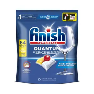 Viên Rửa Chén Bát Hương Chanh, Powerball, Quantum All in 1 Dishwashing Tablets, Lemon, 64 Viên (665.6g) - FINISH