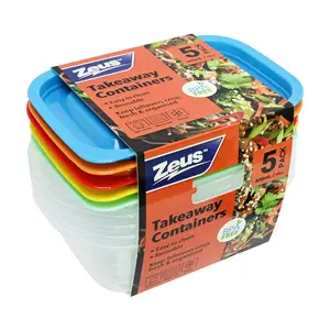 Hộp Nhựa Có Nắp, Takeaway Containers with Lids, 5 Cái, 13 oz (400ml) - ZEUS