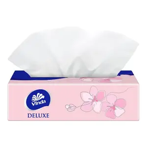 Khăn Giấy Rút 3 Lớp, Deluxe, Facial Tissues with Knitted Fiber Technology, Size L, 110 Tờ (189 x 195mm) - VINDA