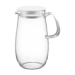 Bình Thủy Tinh Pha Trà Chịu Nhiệt Kèm Nắp Lưới Lọc, Easy Microwave Barley Tea Pot Mugichan, XMP-1000-DGR (1000ml) - HARIO