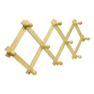 Móc Gỗ Treo Quần Áo Gắn Tường 10 Núm, Expandable Accordion Style Wooden Wall Rack (44 x 13 x 8.5cm) - GO DUC THANH