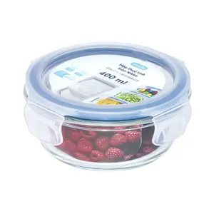 Hộp Thủy Tinh Tròn, Nikko Round Glass Storage Container, 400ml (139 x 61mm) - INOCHI