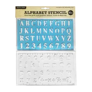 Bộ Khuôn Vẽ Bảng Chữ Cái Kèm Thước, Alphabet Stencil with Ruler (22.5 x 13cm) - UNCLE BILLS