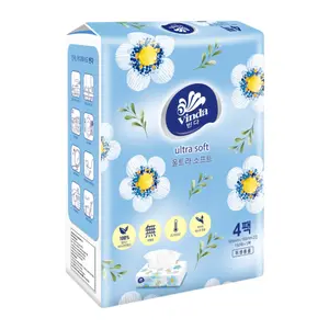 Khăn Giấy Rút, Ultra Soft, 2-Ply Facial Tissues, 4 Gói, 600 Tờ (189 x 195mm) - VINDA