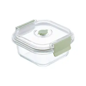 Hộp Thủy Tinh Vuông, Nikko Valve Square Glass Storage Container, 520ml (137 x 137 x 71mm) - INOCHI