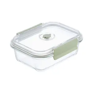 Hộp Thủy Tinh Chữ Nhật, Nikko Valve Rectangle Glass Storage Container, 370ml (152 x 110 x 64mm) - INOCHI