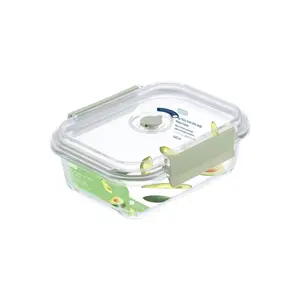 Hộp Thủy Tinh Chữ Nhật, Nikko Valve Rectangle Glass Storage Container, 640ml (173 x 132 x 70mm) - INOCHI