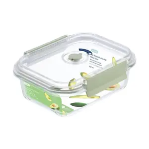 Hộp Thủy Tinh Chữ Nhật, Nikko Valve Rectangle Glass Storage Container, 1050ml (220 x 153 x 76mm) - INOCHI