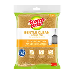 Cước Cọ Rửa Không Trầy Chữ Nhật, Scotch-Brite, Gentle Clean Scrub Pad, 2 Cái (100 x 150mm) - 3M