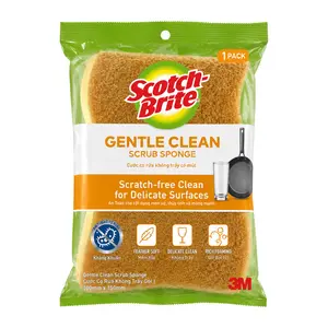 Cước Cọ Rửa Không Trầy Có Mút, Scotch-Brite, Gentle Clean Scrub Sponge (70 x 115mm) - 3M