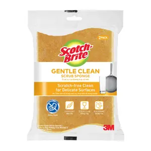 Cước Cọ Rửa Không Trầy Có Mút, Scotch-Brite, Gentle Clean Scrub Sponge, 2 Cái (70 x 115mm) - 3M