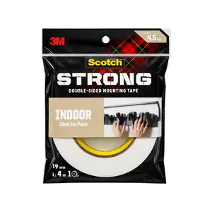 Băng Keo Hai Mặt, Scotch, Strong Double-Sided Mounting Tape, Indoor (19mm x 4m) - 3M