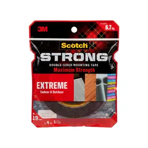 Băng Keo Hai Mặt Siêu Dính, Scotch, Strong Double-Sided Mounting Tape, Maximum Strength, Extreme (19mm x 4m) - 3M