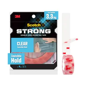 Băng Keo Hai Mặt Trong Suốt, Scotch, Strong Double-Sided Mounting Tape, Clear (19mm x 4m) - 3M