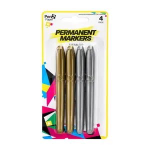 Bút Vĩnh Cửu Màu Bạc & Vàng, Pen2Paper, PPermanent Markers, Metallic Gold & Silver, 4 Cây - UNCLE BILLS