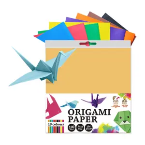 Giấy Gấp Hình Nghệ Thuật 10 Màu, Origami Paper 10 Colours, 100 Tờ (15 x 15cm) - UNCLE BILLS