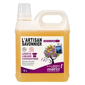Nước Giặt Sinh Học Hoa Oải Hương, Concentrated Laundry Liquid, Lavender Scent, 111 Lần Giặt (5L) - L'ARTISAN SAVONNIER