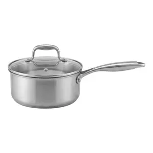 Quánh / Nồi Inox Nguyên Khối, Omi Gourmet Tri-ply Stainless Steel Saucepan, 18cm (376 x 180 x 90mm) - INOCHI